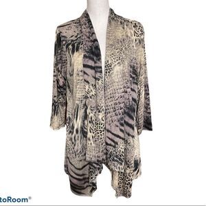 NWT S Point Open front shawl collar animal print cardigan jacket size 2X